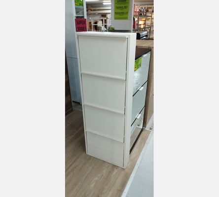 Meuble à chaussures en métal blanc 4 portes.