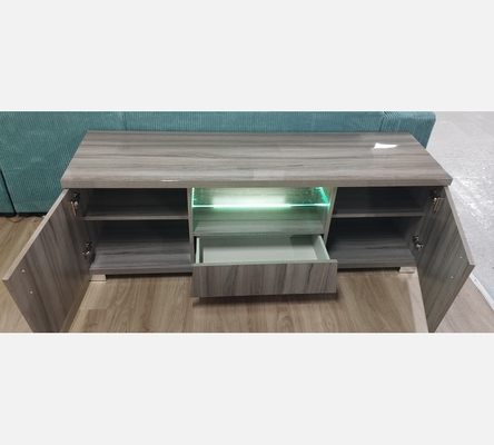 Meuble TV Glamour 2 portes, 1 tiroir avec éclairage LED. Fabriqué en Italie.