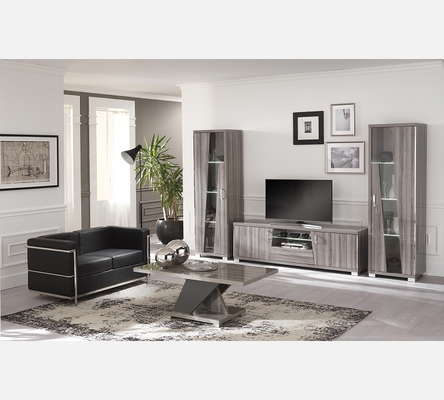 Meuble TV Glamour 2 portes, 1 tiroir avec éclairage LED. Fabriqué en Italie.