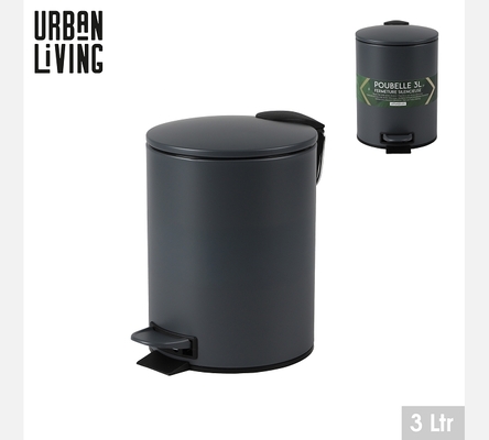 'MOONROCK' POUBELLE SDB 3L AVEC PEDALE ET FERMETURE SILENCIEUSE D17XH23CM