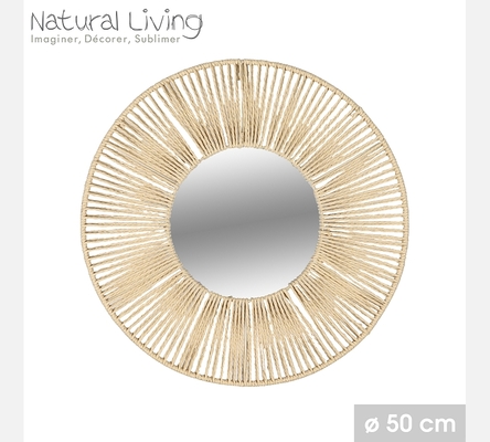 'NATURAL LIVING' MIROIR ASTRE PM EN CORDE DE PAPIER DIAM 50CM