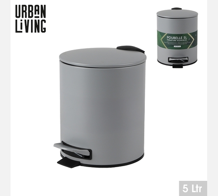 'NOMAD GRAY' POUBELLE SDB 5L AVEC PEDALE ET FERMETURE SILENCIEUSE D21XH26CM