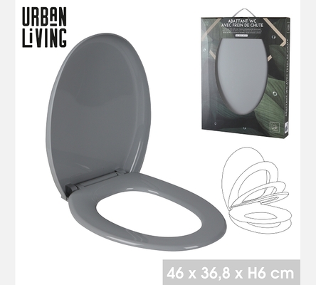 'NOMAD GREY' ABATTANT WC EN PLASTIQUE AVEC FREIN DE CHUTE 46X36,8XH6CM