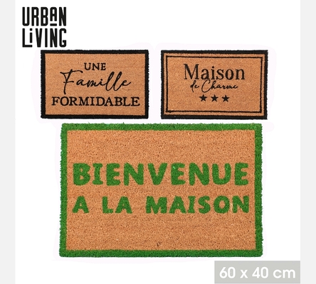PAILLASSON FAMILLE & MAISON 3 DESIGNS ASSORTIS 40X60CM