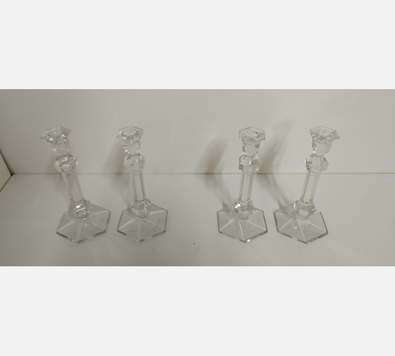 Paire de bougeoirs en cristal du Val Saint Lambert