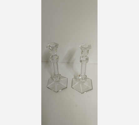 Paire de bougeoirs en cristal du Val Saint Lambert