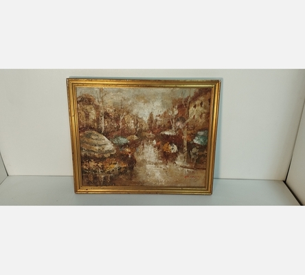 Peinture de la Place du Tertre à Montmartre signée Barton