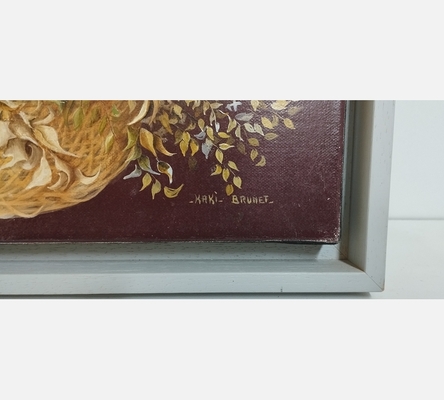Peinture nature morte bouquet de fleurs signée Kaki Brunet