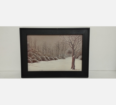Peinture Paysage sous la neige signée Kaki Brunet