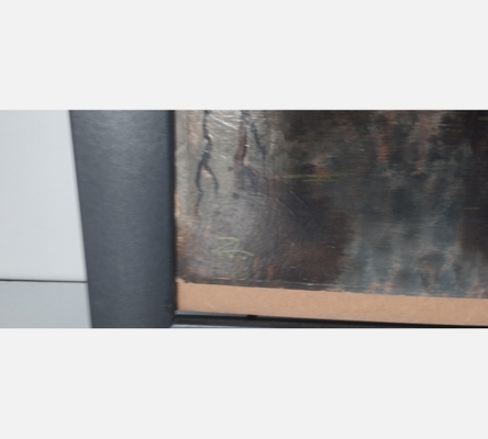 Peinture sur bois d'un cours d'eau