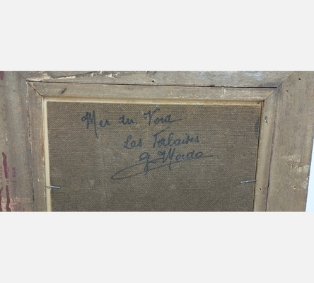 Peinture sur bois 'Mer du Nord Les falaises' signée G. Mordo