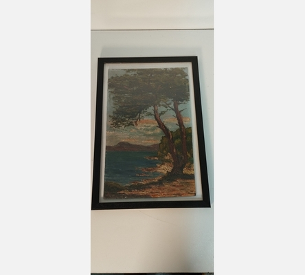 Peinture sur bois sous verre bord de plage de Provence