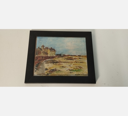 Peinture sur bois sous verre, côte bretonne