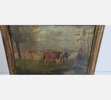 Peinture Vaches dans la clairière dans le style de Louis Robbe