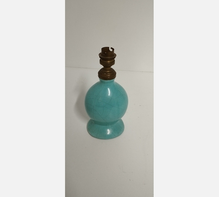 Petit pied de lampe en porcelaine turquoise