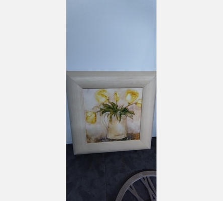 Petit tableau carré bouquet jaune