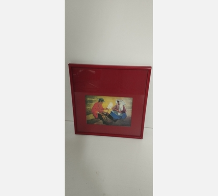 Petite lithographie sous verre rouge de Toffoli