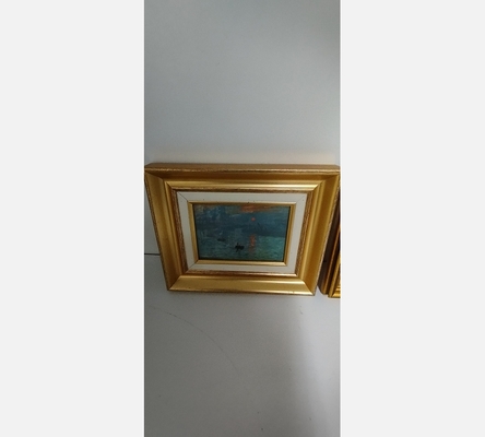 Petite peinture sur toile barques sur l'eau