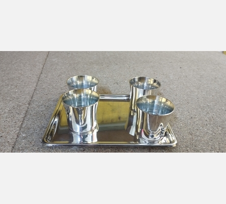 Plateau+ 4 verre en métal