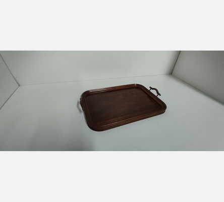 Plateau en bois et laiton