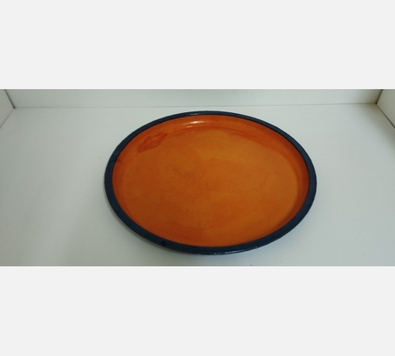 Plateau rond orange et bleu