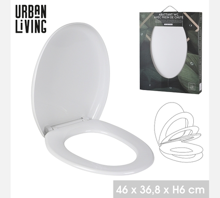 'PURE' ABATTANT WC EN PLASTIQUE AVEC FREIN DE CHUTE 46X36,8XH6CM