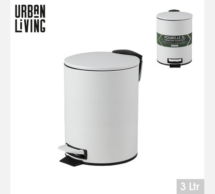 'PURE' POUBELLE SDB 3L AVEC PEDALE ET FERMETURE SILENCIEUSE D17XH23CM