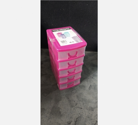 Rangement 5 tiroirs en plastique coloré. L 9 / P 13 / H 19 CM.