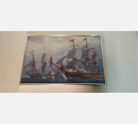 Repro de bateau de guerre ancien américain sous verre