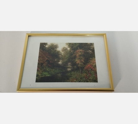 Repro sous verre chaumière au bord de l'eau