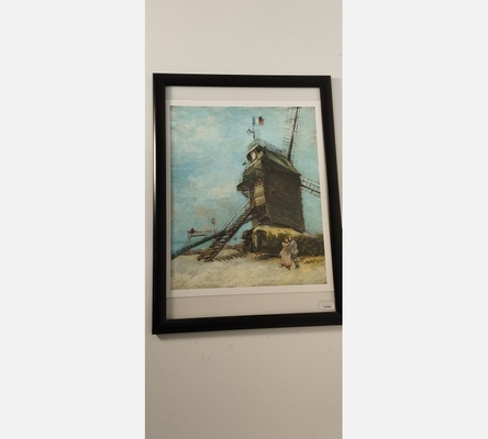 Repro sous verre, moulin drapeau français