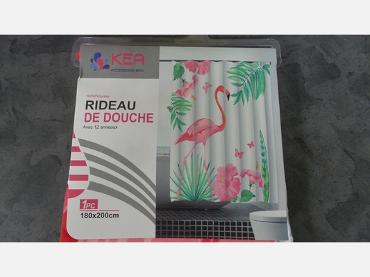 Rideau de douche Flamant Rose 180/200 cm avec 12 anneaux.