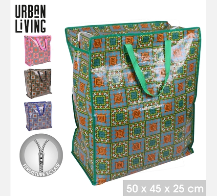 SAC SHOPPING 4 COULEURS ASSORTIES ROSE/BLEU/VERT/NOIR 50X45X25CM