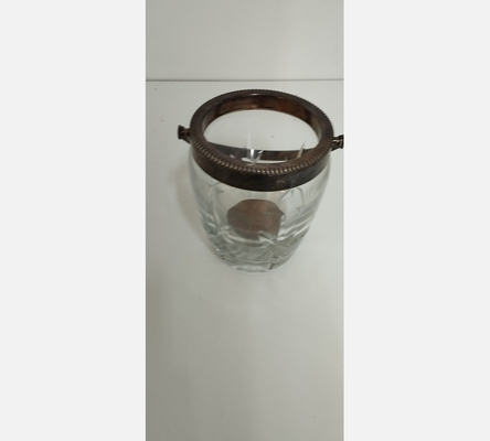 Seau à glace verre et métal argenté