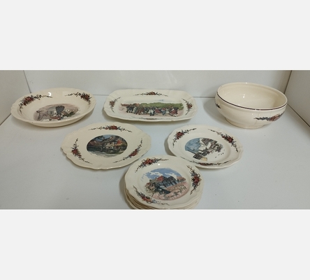 Serie d'assiettes et de plats Obernai Sarguemines .