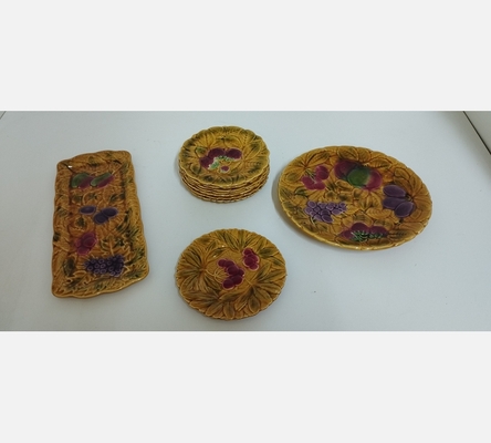 Service à dessert Sarreguemines, 8 assiettes et 2 plats