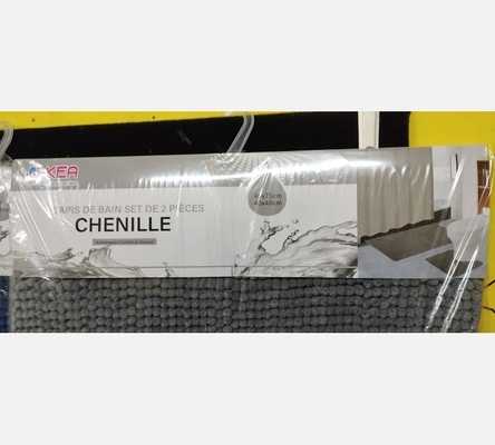 Set de 2 tapis chenille, salle de bain 45/75 cm et WC 40/45 cm.