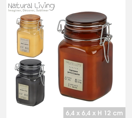 'SIMON' BOUGIE PARFUMEE AVEC POT EN VERRE 3 COULEURS ASSORTIES 6,4X6,4XH12CM