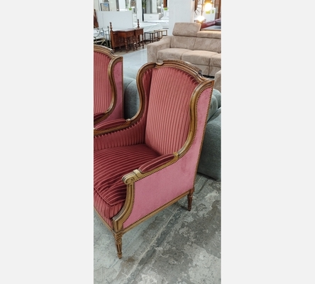 Superbe ensemble Louis XVI en velours bordeaux banquette 2 places et 2 fauteuils