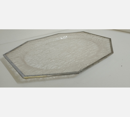 Superbe plateau vintage en lucite et chrome style Willy Rizzo