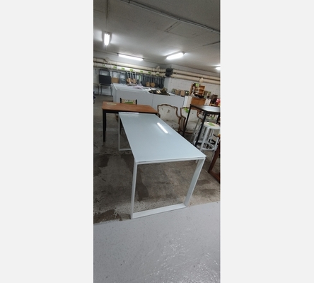 Table bureau en verre blanc