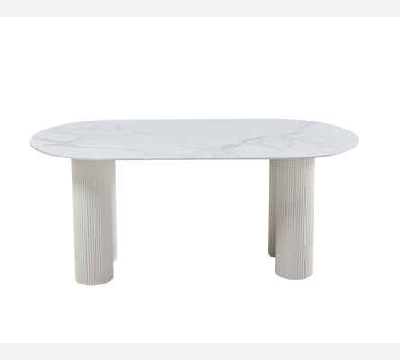Table de salle à manger Venezia en céramique style marbre blanc. DT249CERAMMB