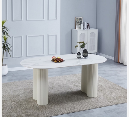 Table de salle à manger Venezia en céramique style marbre blanc. DT249CERAMMB