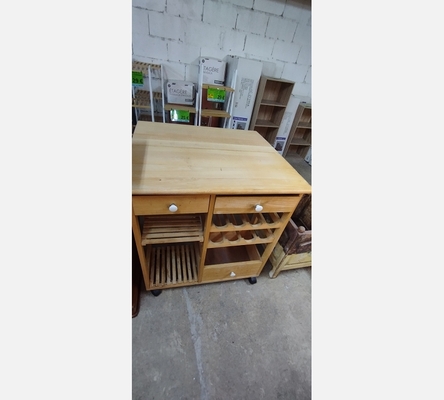 Table desserte de cuisine en pin.