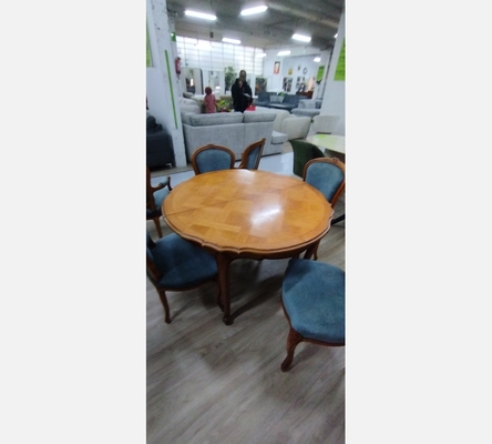 Table ronde avec 2 allonges de style Louis XV