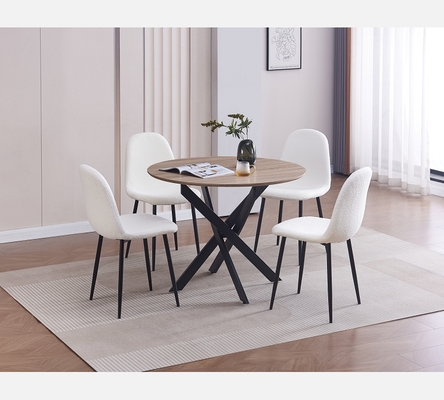 Table ronde Jessica dessus style chêne griffé et pieds noirs. DT25MECG100