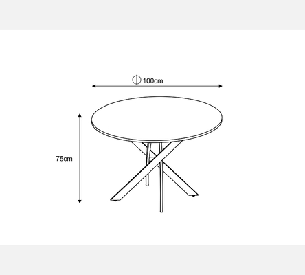 Table ronde Jessica dessus verre style marbre greige et pieds noirs.DT25MEMGG100