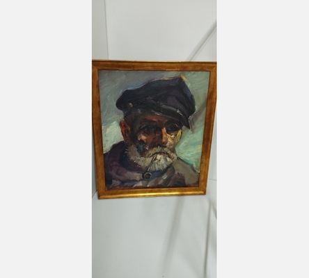 Tableau pécheur à la pipe