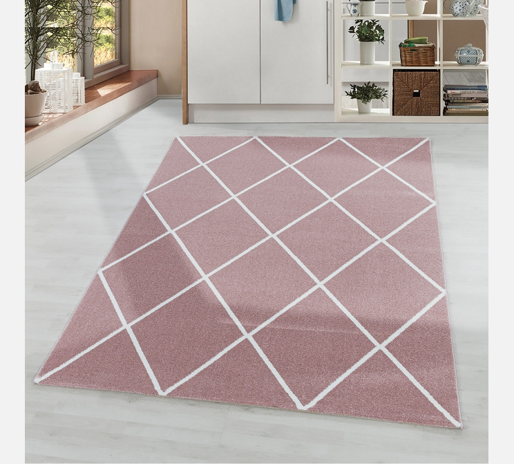 Tapis Rio rose et blanc 120/170 cm. (4601)