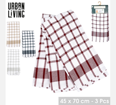 TORCHON DE CUISINE X3PCS 4 COULEURS ASSORTIES